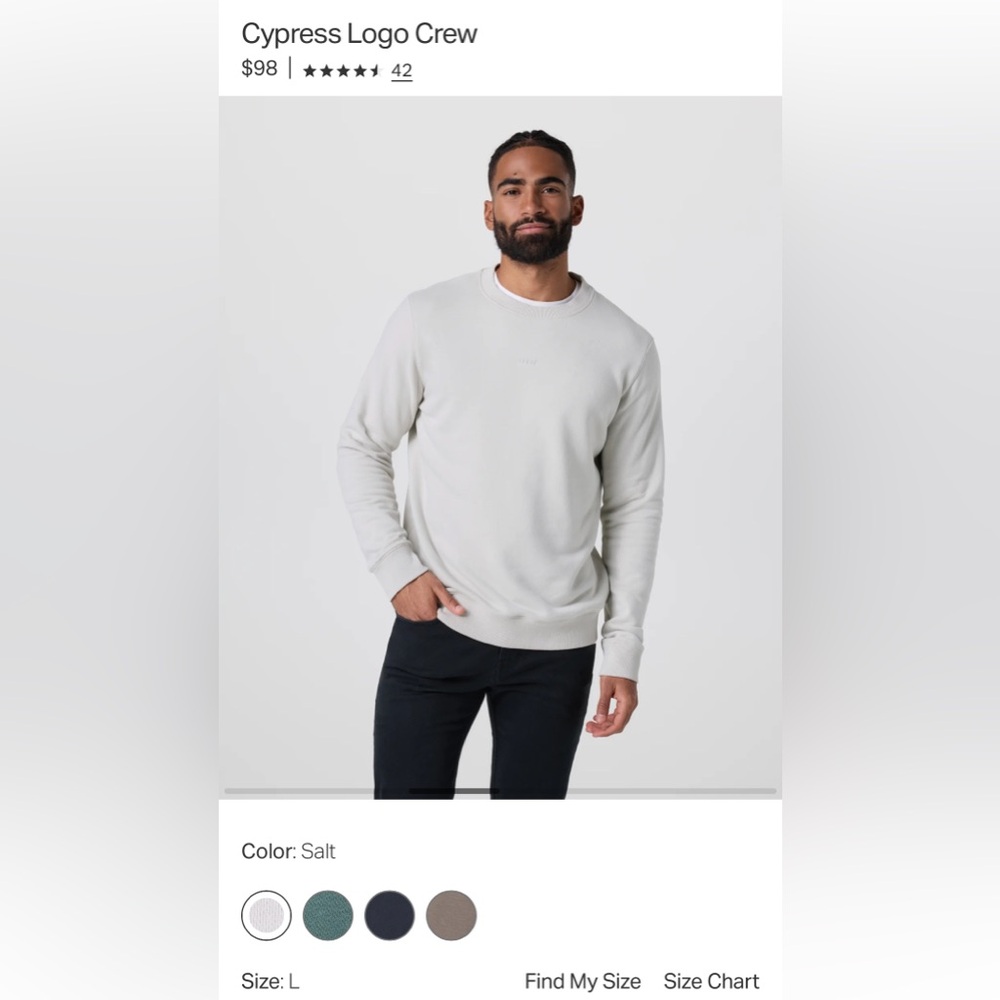 Vuori Cypress Logo Crew Sweatshirt - Large